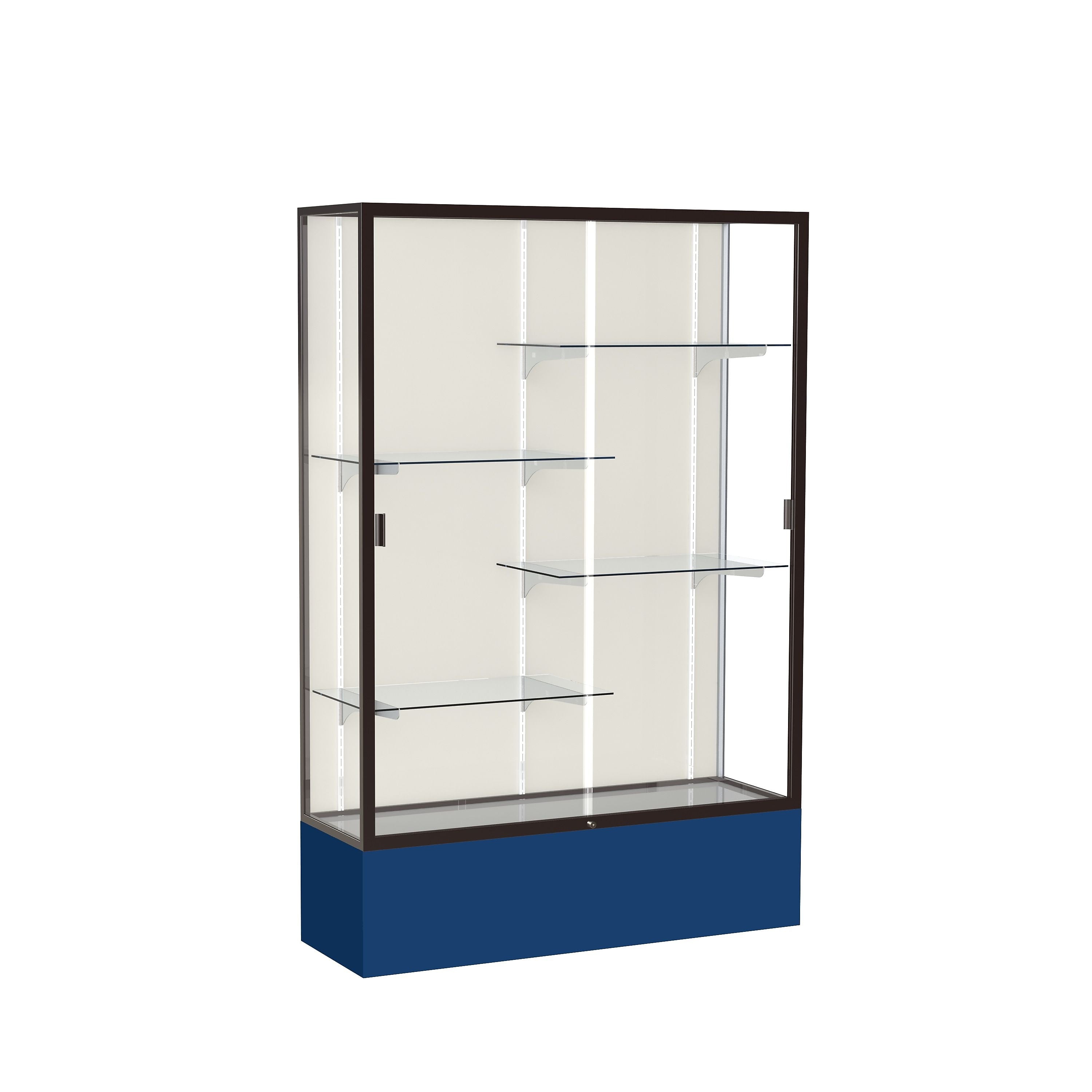 Ghent Spirit 48"W x 72"H x 16"D Floor Case, Plaque Back, Dk. Bronze Finish, Navy Base