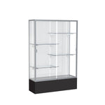 Ghent Spirit 48"W x 72"H x 16"D Floor Case, White Back, Satin Finish, Black Base