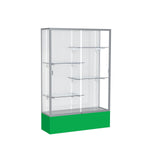 Ghent Spirit 48"W x 72"H x 16"D Floor Case, White Back, Satin Finish, Kelly Green Base