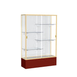 Ghent Spirit 48"W x 72"H x 16"D Floor Case, White Back, Champagne Finish, Maroon Base
