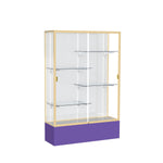 Ghent Spirit 48"W x 72"H x 16"D Floor Case, White Back, Champagne Finish, Purple Base