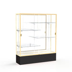 Ghent Spirit 60"W x 72"H x 16"D Floor Case, Mirror Back, Champagne Finish, Black Base