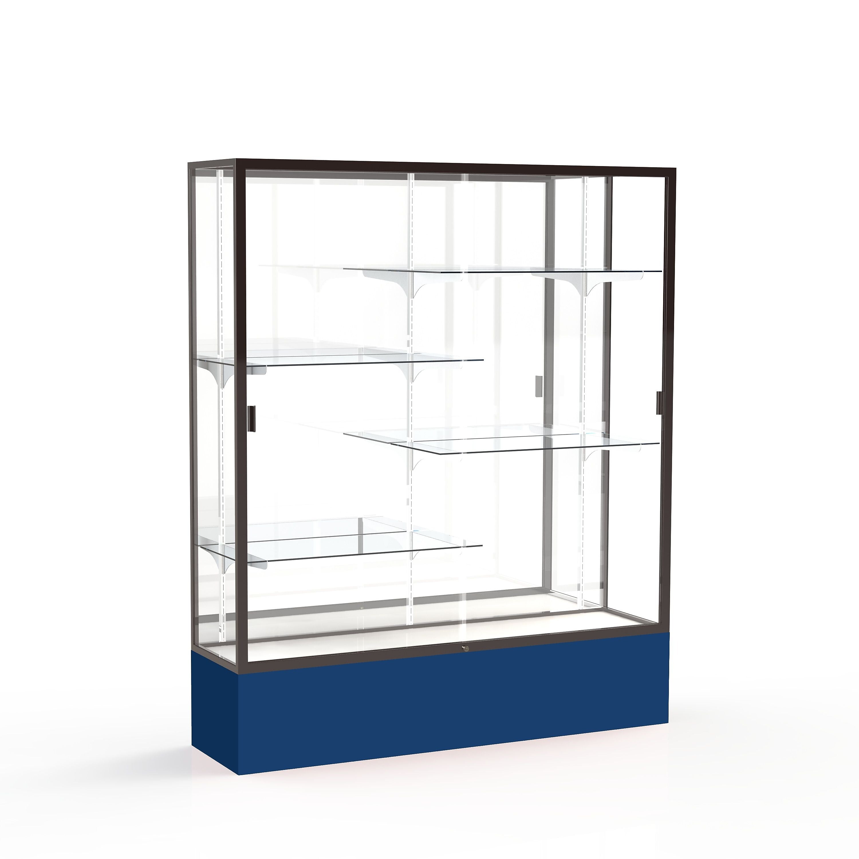 Ghent Spirit 60"W x 72"H x 16"D Floor Case, Mirror Back, Dk. Bronze Finish, Navy Base
