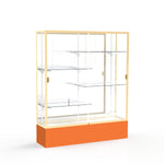 Ghent Spirit 60"W x 72"H x 16"D Floor Case, Mirror Back, Champagne Finish, Orange Base