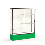 Ghent Spirit 60"W x 72"H x 16"D Floor Case, Plaque Back, Dk. Bronze Finish, Kelly Green Base