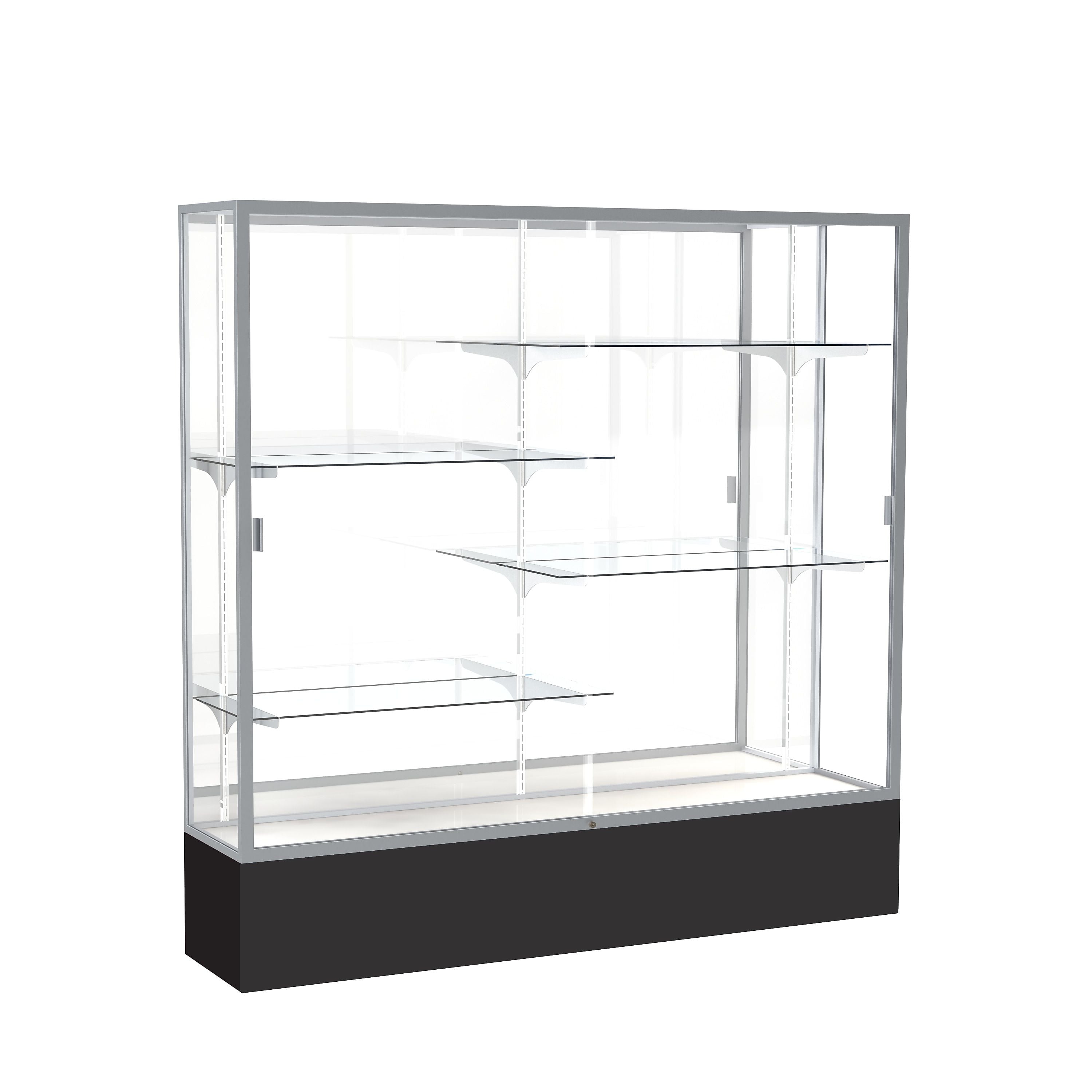 Ghent Spirit 72"W x 72"H x 16"D Floor Case, Mirror Back, Satin Finish, Black Base