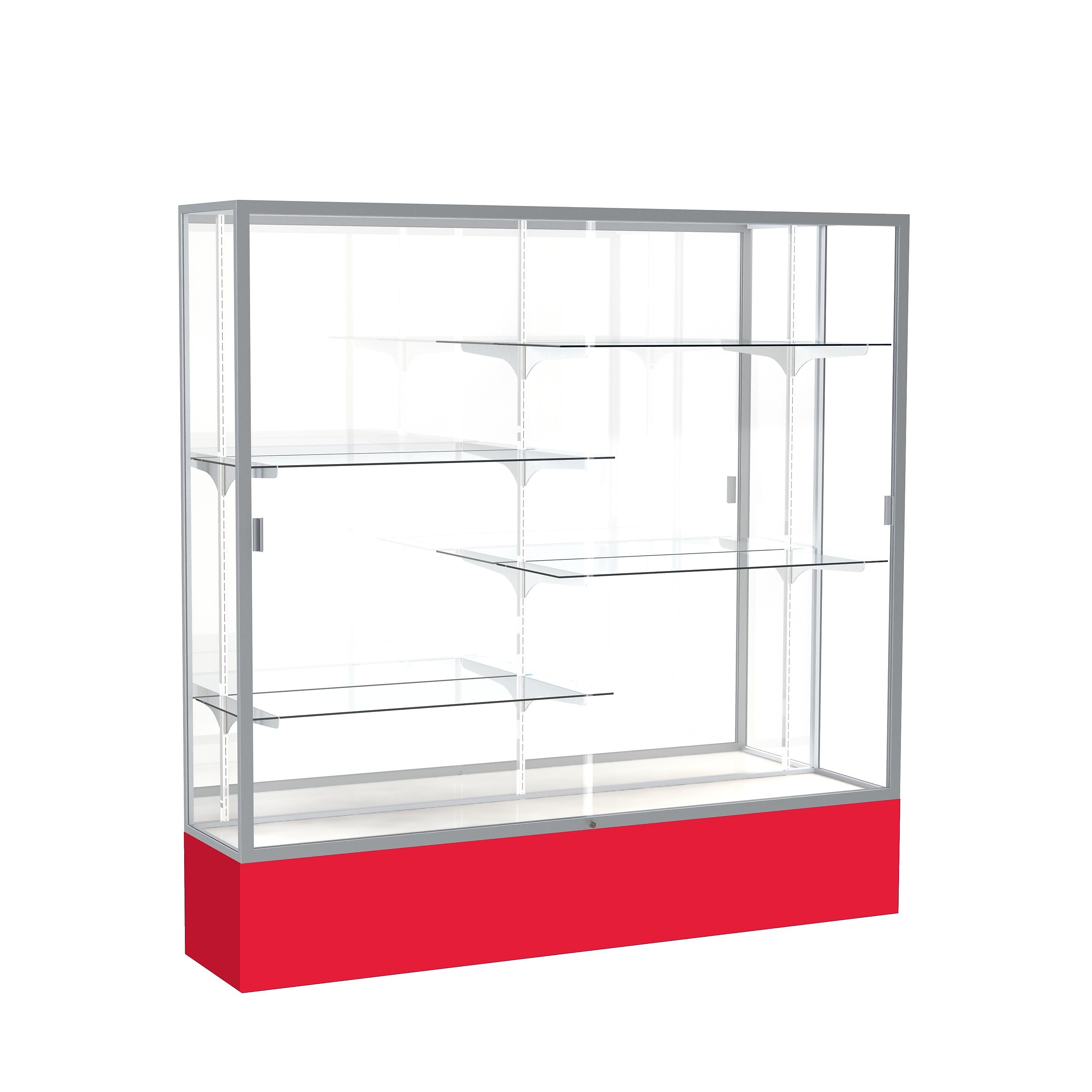 Ghent Spirit 72"W x 72"H x 16"D Floor Case, Mirror Back, Satin Finish, Red Base