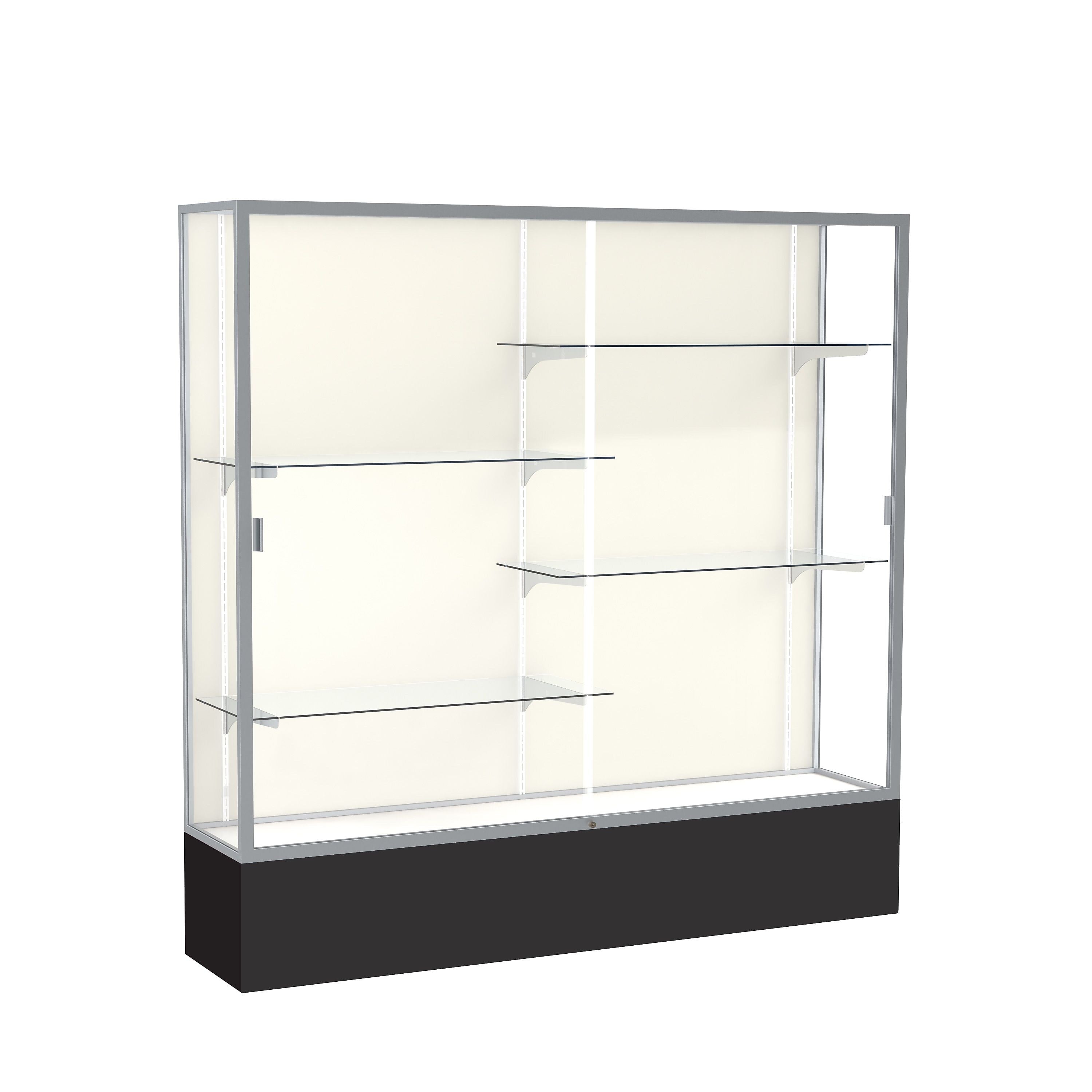Ghent Spirit 72"W x 72"H x 16"D Floor Case, Plaque Back, Satin Finish, Black Base