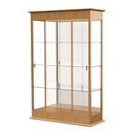 Ghent Varsity 48"W x 77"H x 18"D Lighted Floor Case, Sliding Doors, Mirror Back, Autumn Oak Finish