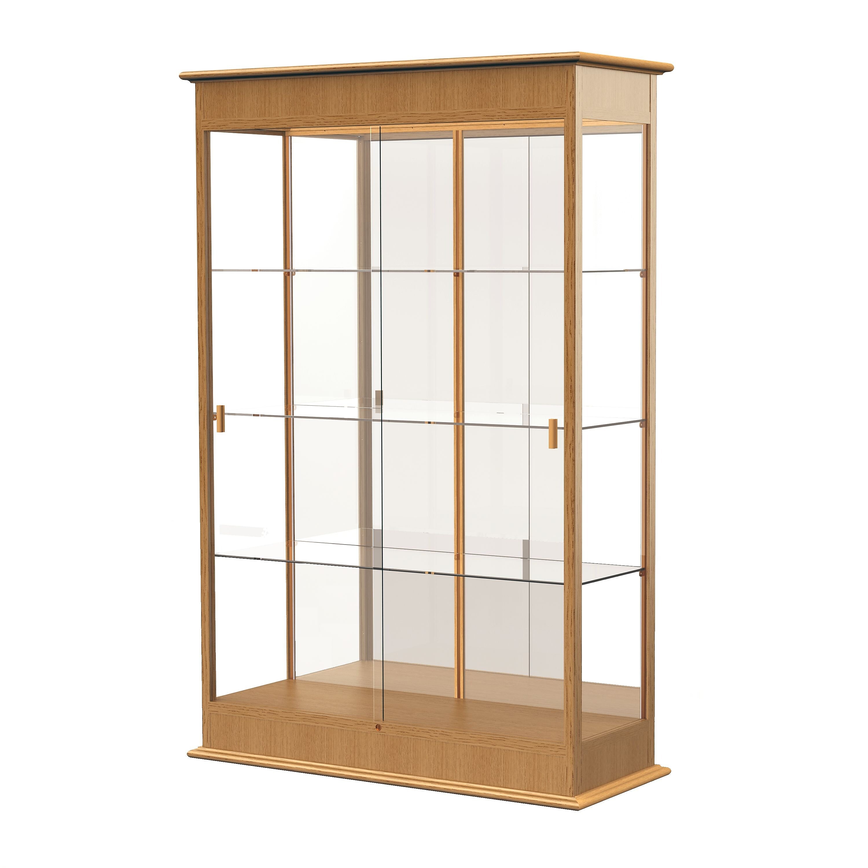 Ghent Varsity 48"W x 77"H x 18"D Lighted Floor Case, Sliding Doors, Mirror Back, Autumn Oak Finish