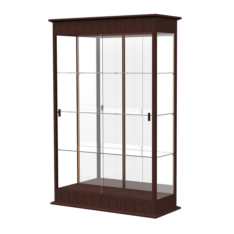 Ghent Varsity 48"W x 77"H x 18"D Lighted Floor Case, Sliding Doors, Mirror Back, Espresso Finish