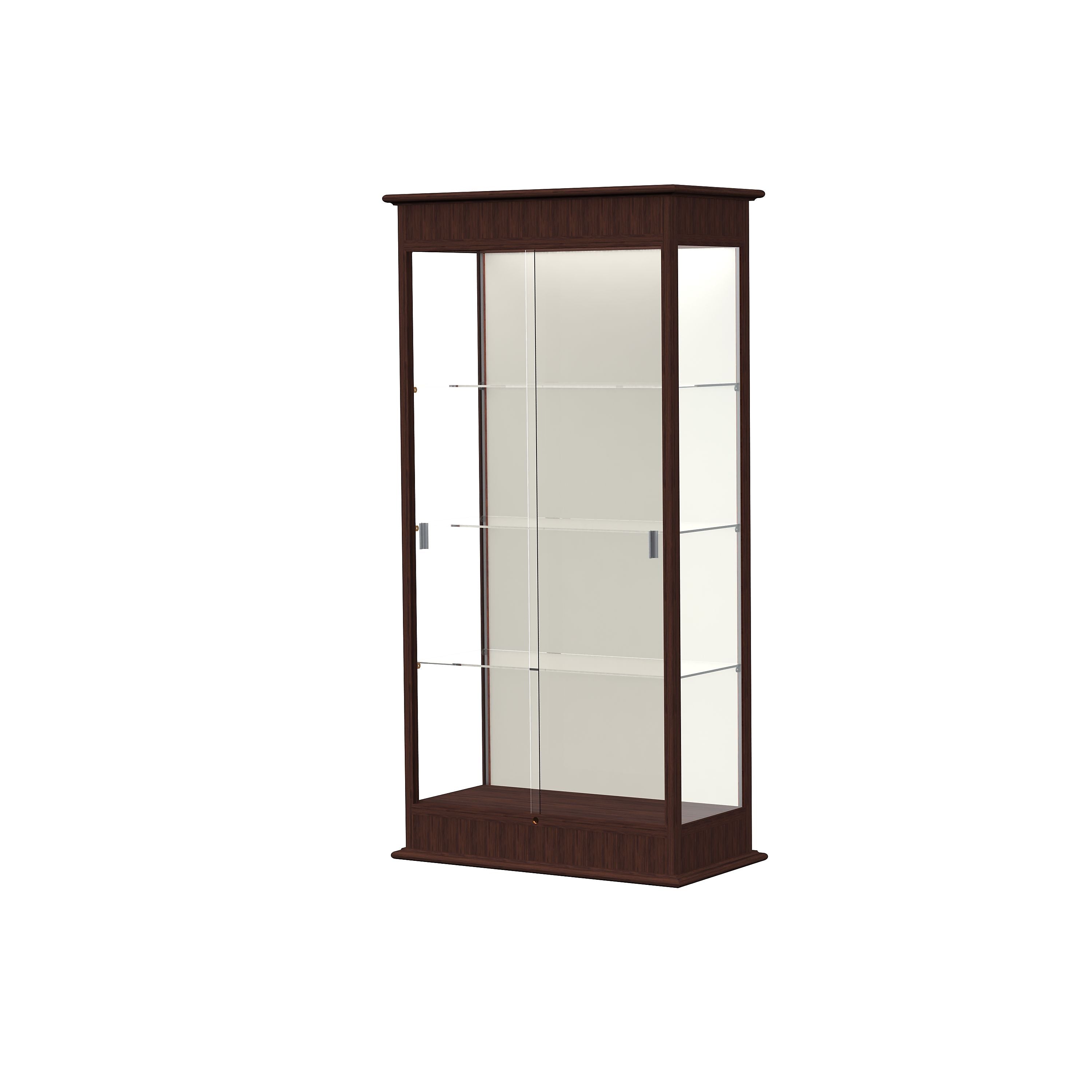 Ghent Varsity 36"W x 77"H x 18"D Lighted Floor Case, Sliding Doors, Plaque Back, Espresso Finish