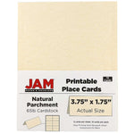 JAM Paper® Printable Place Cards, 3 3/4 x 1 3/4, Natural Parchment Placecards, 12/Pack (225928563)
