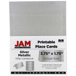JAM Paper® Printable Place Cards, 3 3/4 x 1 3/4, Stardream Metallic Silver Placecards, 12/Pack (225928570)