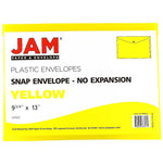 JAM Paper® Plastic Envelopes with Snap Closure, Letter Booklet, 9.75 x 13, Yellow, 12/Pack (218S0YE)
