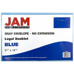 JAM Paper® Plastic Envelopes with Snap Closure, Legal Booklet, 9.75 x 14.5, Blue, 12/pack (219S0BU)