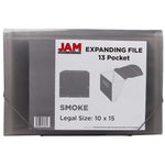 JAM Paper Plastic Accordion File, 13 Pockets, Letter Size, Smoke Gray (418EX13SM)