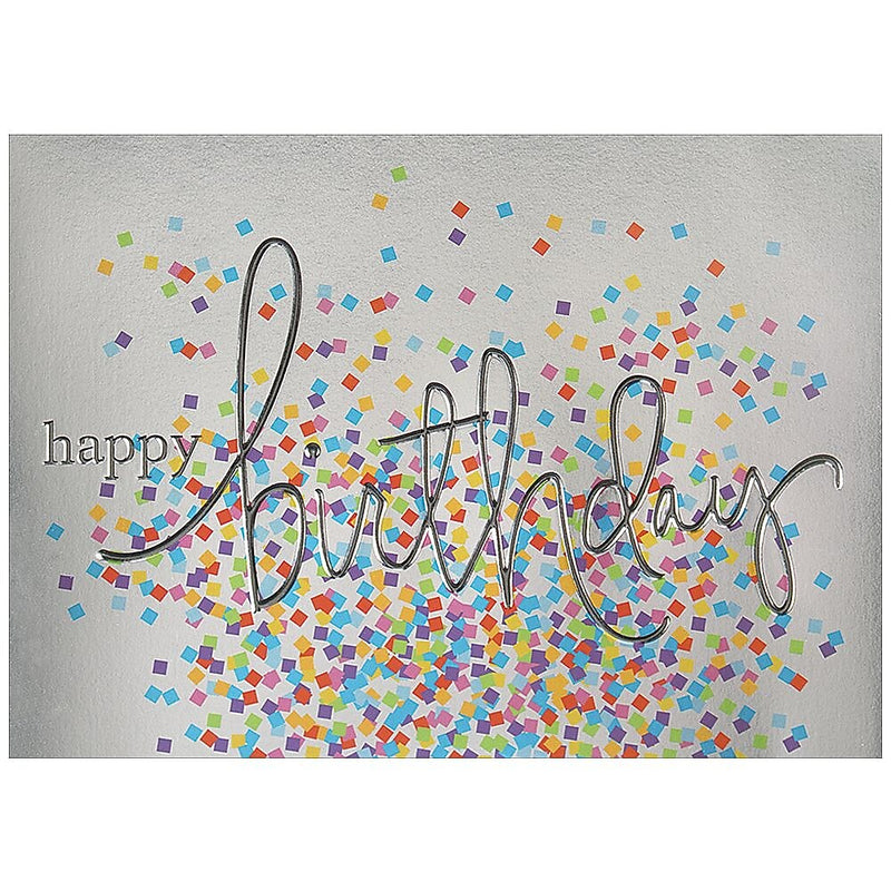 JAM Paper® Blank Birthday Cards Set, Birthday Wording with Confetti, 25/Pack (526BG501WB)