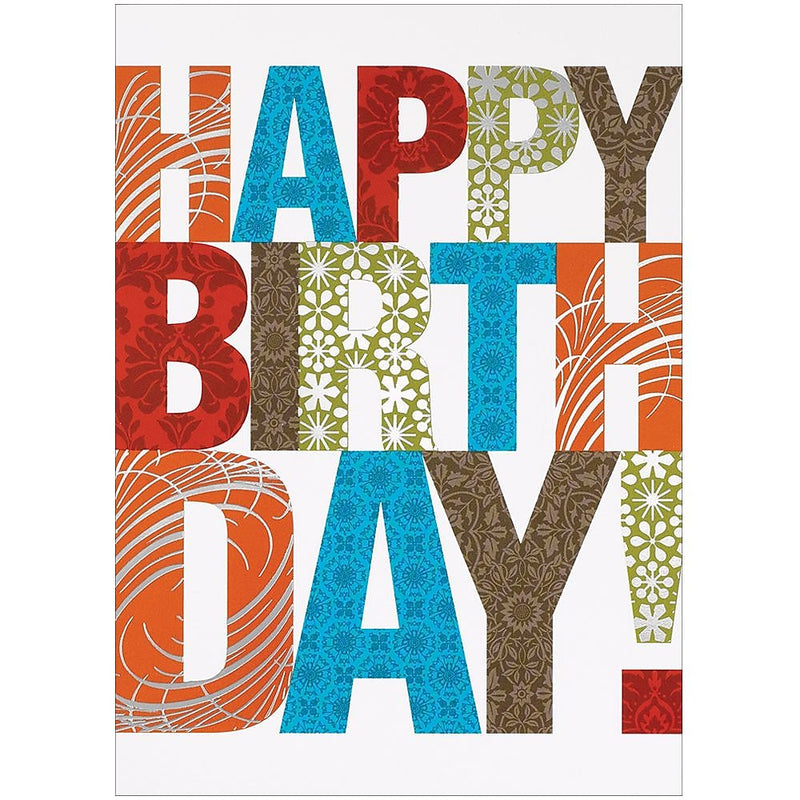 JAM Paper® Blank Birthday Cards Set, Happy Birthday Contemporary Theme, 25/Pack (526M0426WB)