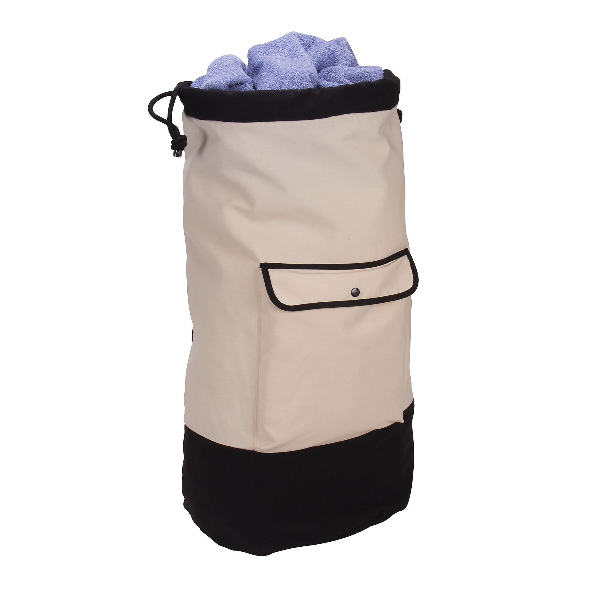 Household Essentials Laundry Bag, Fabric, Cream and Black (162)
