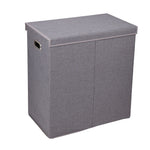 Household Essentials Collapsible 2-Section Laundry Sorter with Lid, Fiberboard, Gray (5622)