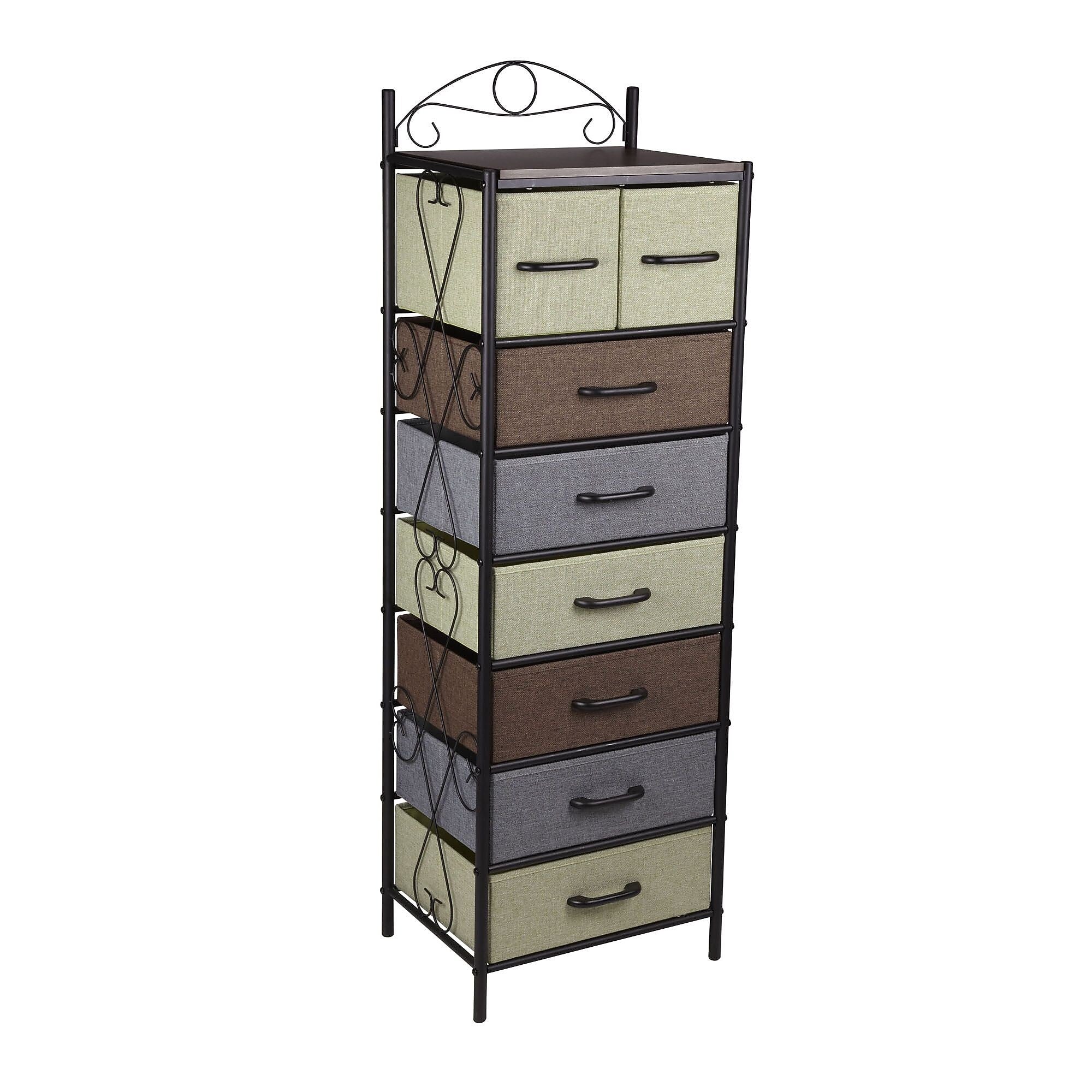 Household Essentials 8-Drawer Tower, Black/Brown/Green/Blue (8044-1)