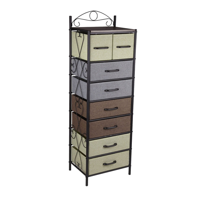 Household Essentials 8-Drawer Tower, Black/Brown/Green/Blue (8044-1)