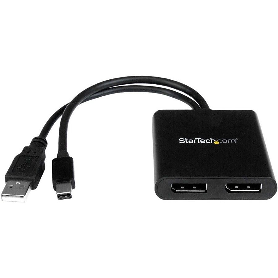 StarTech Mini DisplayPort to 2x DisplayPort Multi Stream Transport Hub, Black