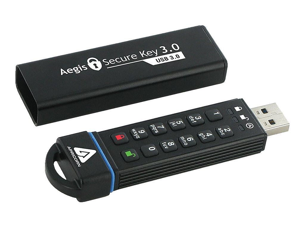Apricorn Aegis Secure Key 120GB USB 3.0 Type A Flash Drive, Black (ASK3-120GB)