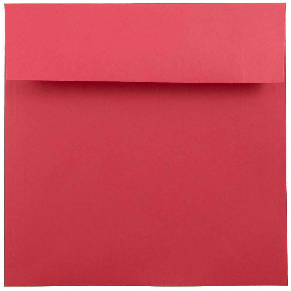 JAM Paper 7.5 x 7.5 Square Colored Invitation Envelopes, Red Recycled, 25/Pack (2792291)