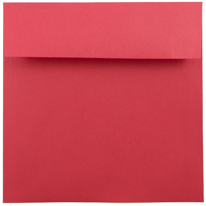 JAM Paper 7.5 x 7.5 Square Colored Invitation Envelopes, Red Recycled, 50/Pack (2792291I)