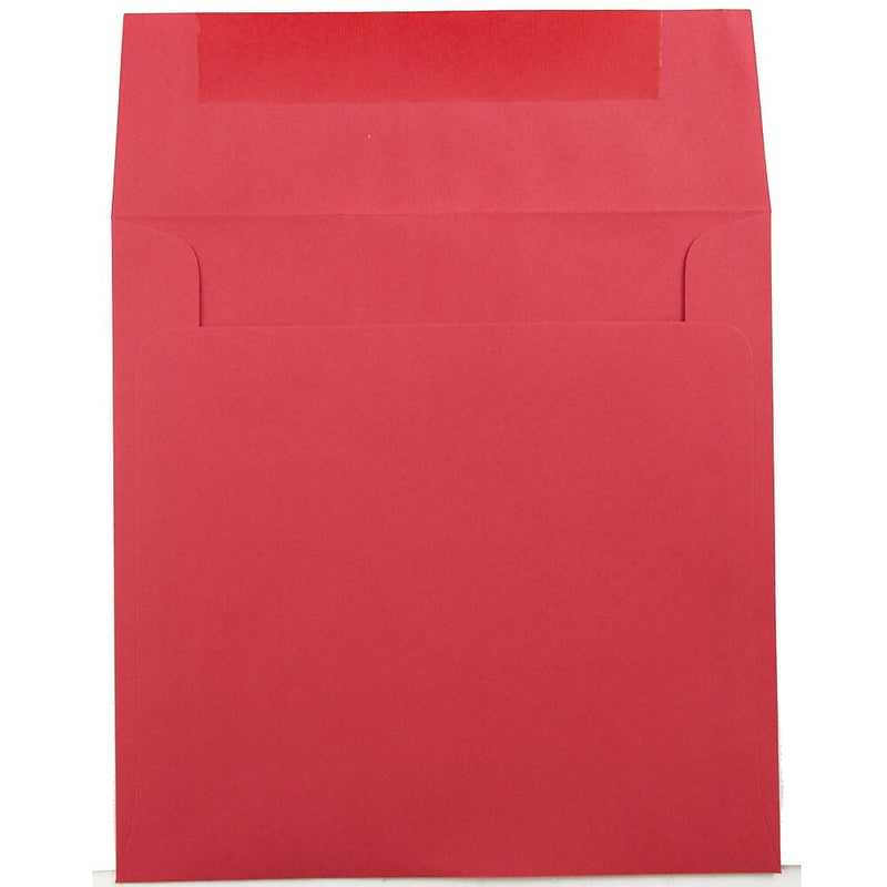 JAM Paper 7.5 x 7.5 Square Colored Invitation Envelopes, Red Recycled, 50/Pack (2792291I)