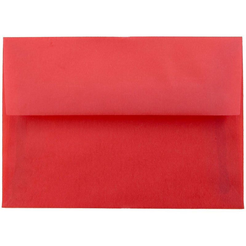 JAM Paper 4Bar A1 Translucent Vellum Invitation Envelopes, 3.625 x 5.125, Primary Red, 25/Pack (1591618)
