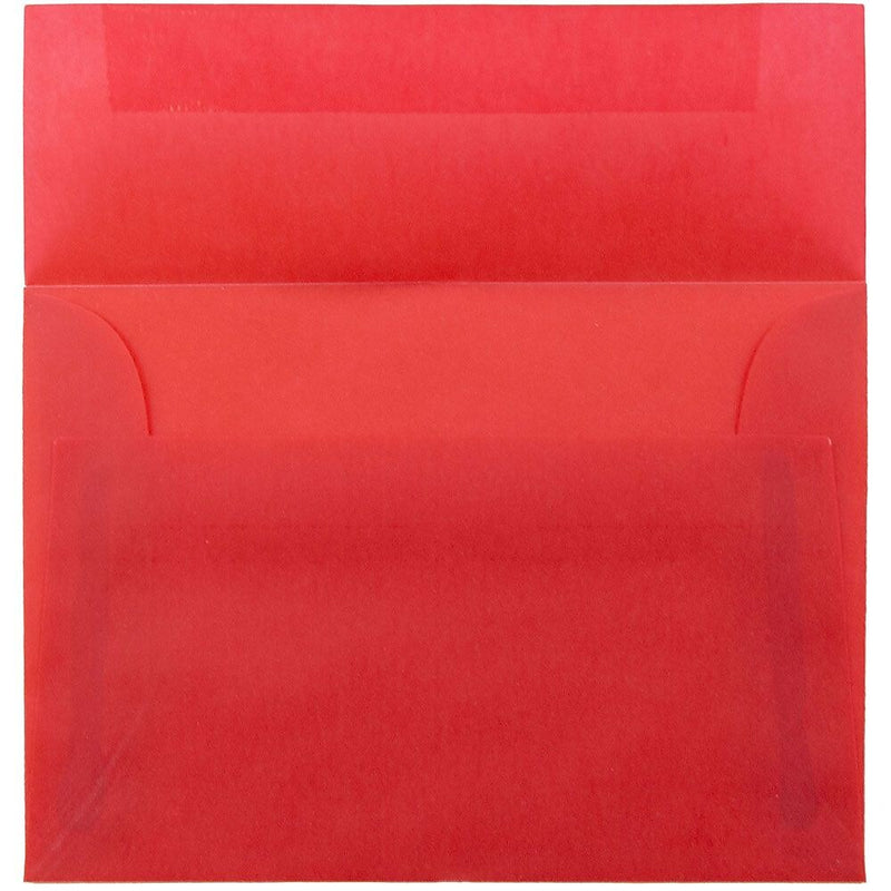 JAM Paper 4Bar A1 Translucent Vellum Invitation Envelopes, 3.625 x 5.125, Primary Red, 25/Pack (1591618)
