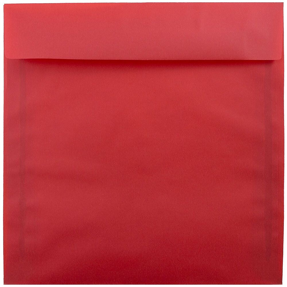 JAM Paper 8.5 x 8.5 Square Translucent Vellum Invitation Envelopes, Primary Red, 25/Pack (1592165)
