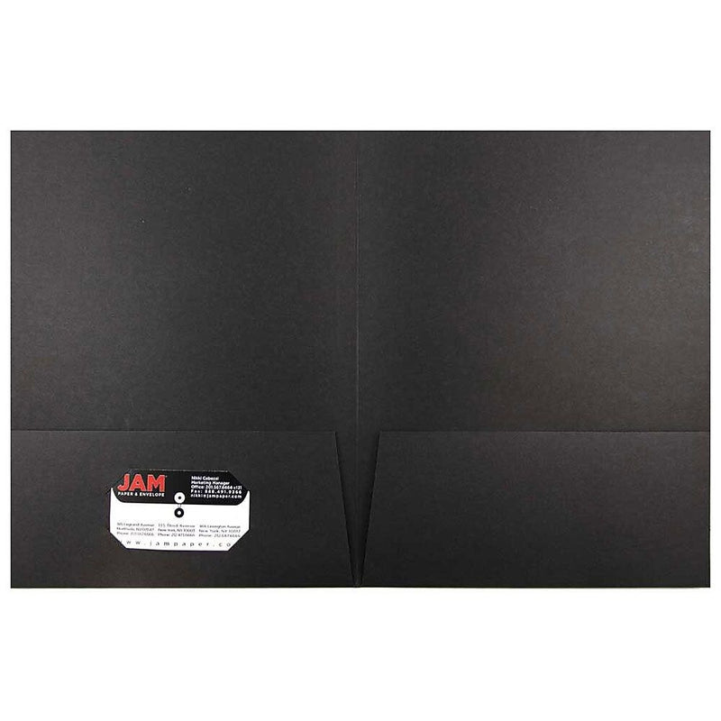 JAM Paper 2-Pocket Textured Linen Business Folders, Black, 25/Pack (386LBLA)