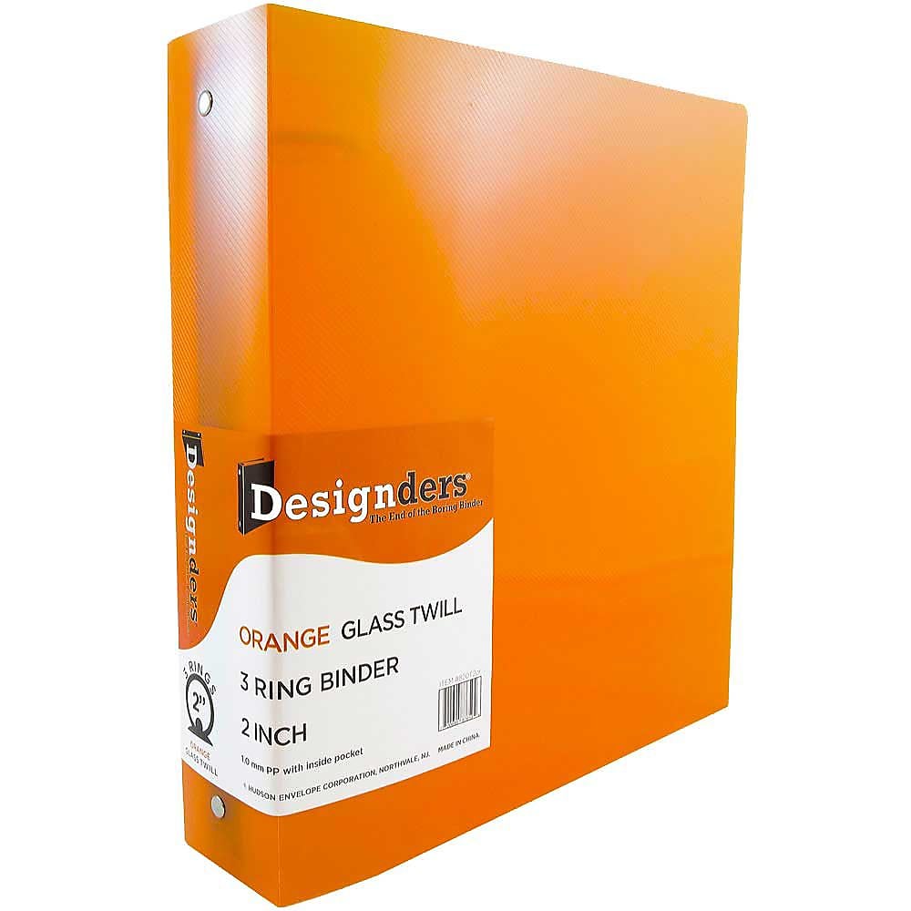 JAM Paper Designders 2" 3-Ring Flexible Poly Binders, Orange (820T2OR)