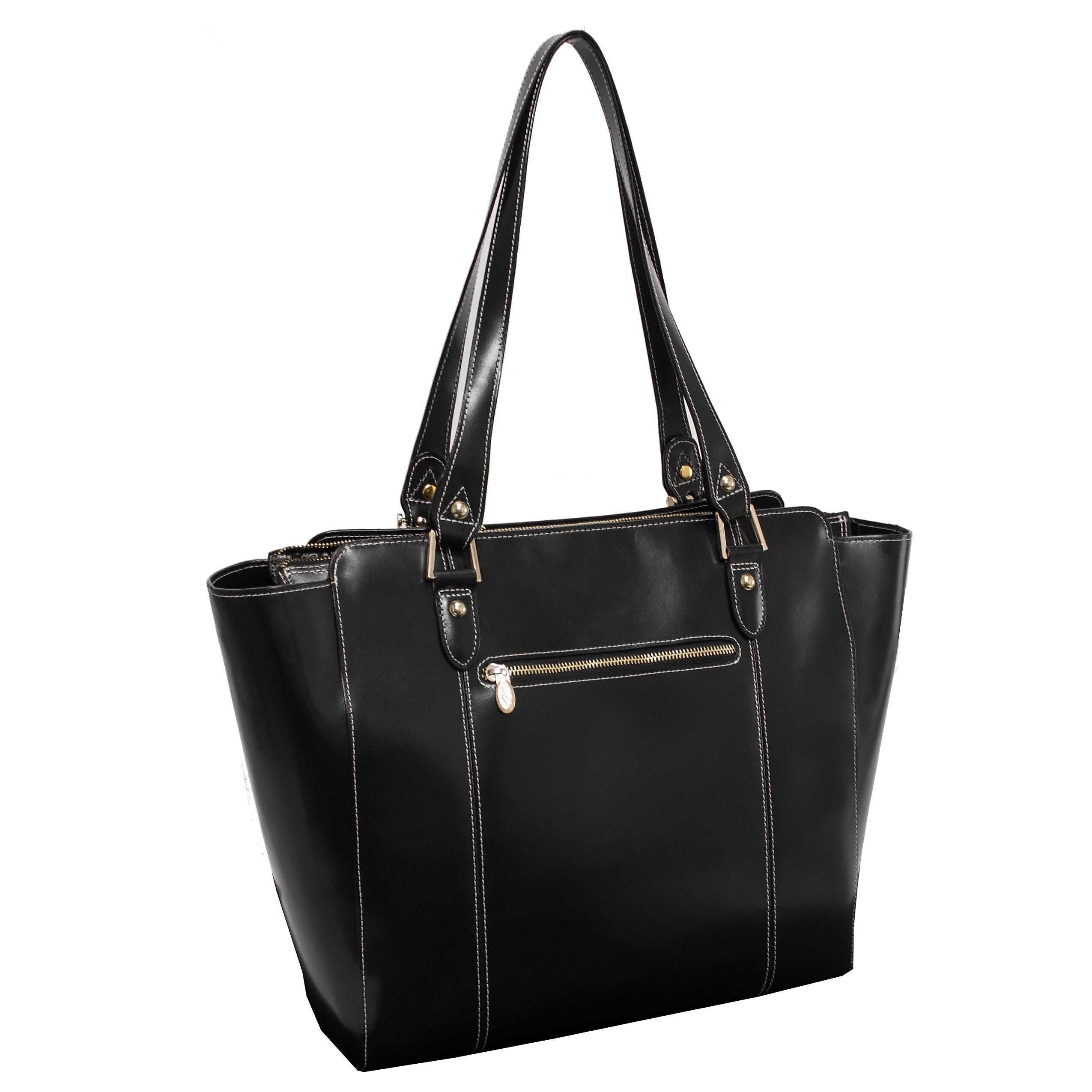 McKlein Alicia Genuine Leather Tote Bag, Black (97515)