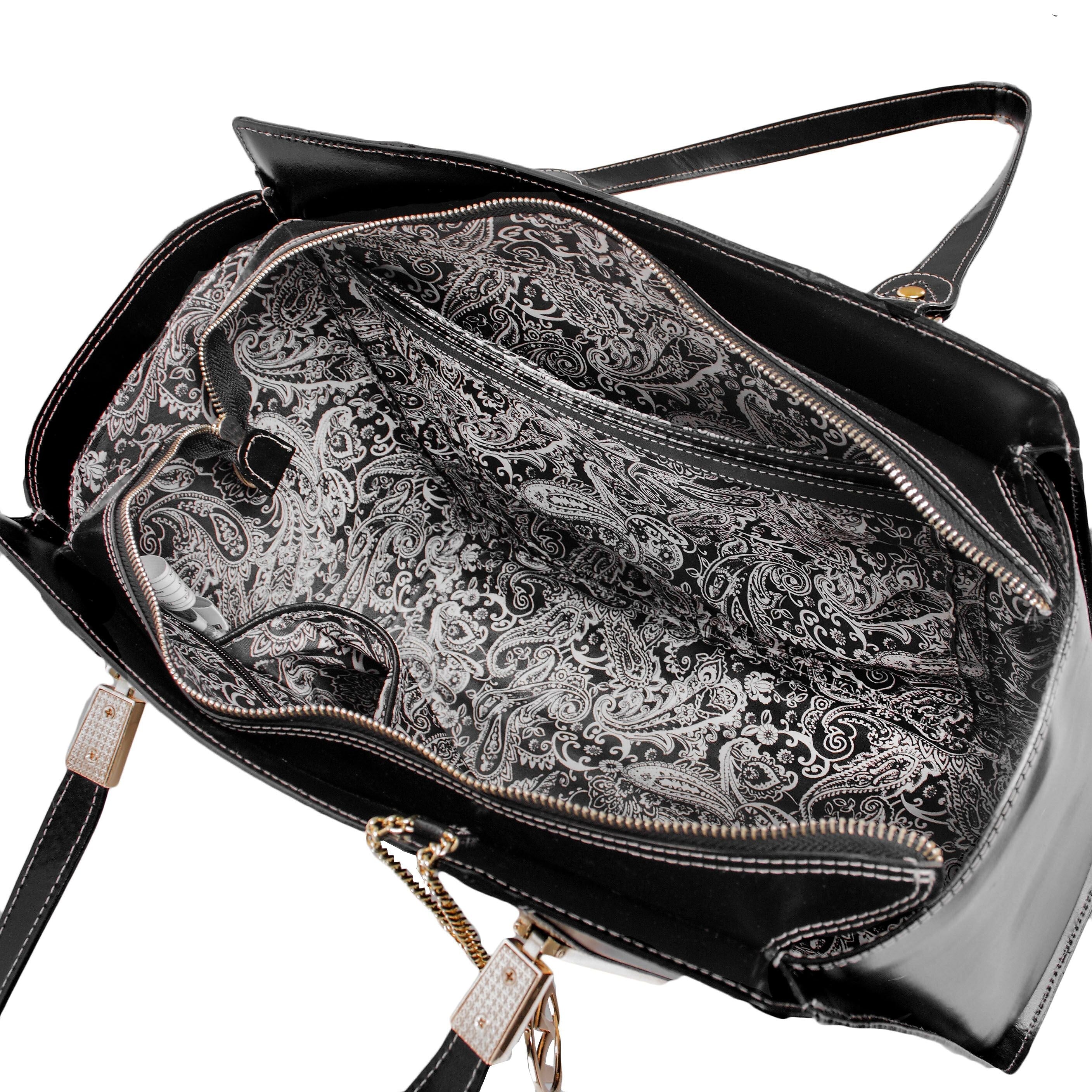 McKlein M Series Cristina Genuine Leather Tote Bag, Black (97545)