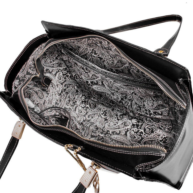 McKlein M Series Cristina Genuine Leather Tote Bag, Black (97545)