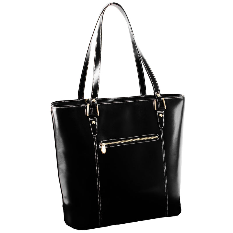 McKlein M Series Cristina Genuine Leather Tote Bag, Black (97545)