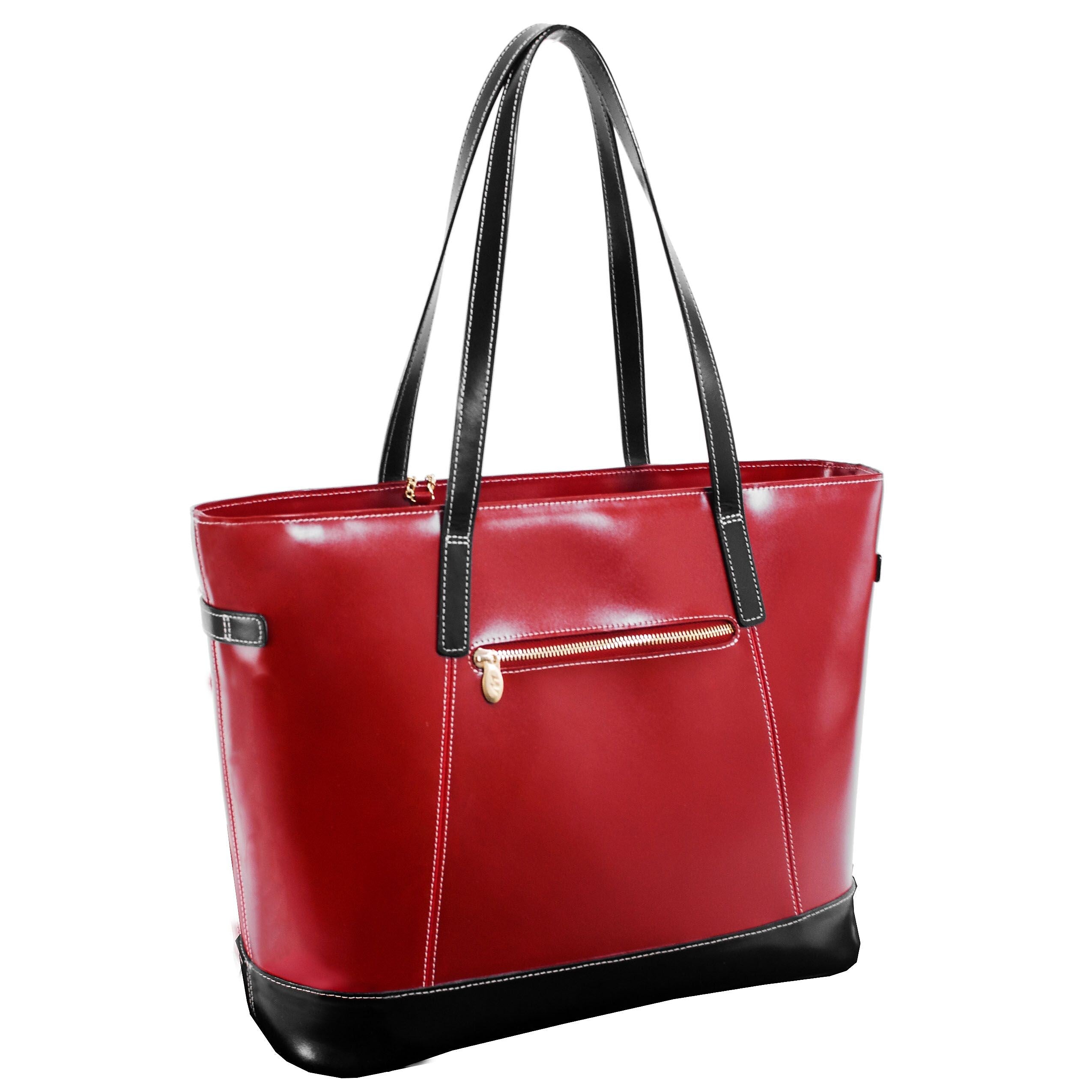 McKlein M Series Serafina Genuine Leather Tote Bag, Red/Black (97566)