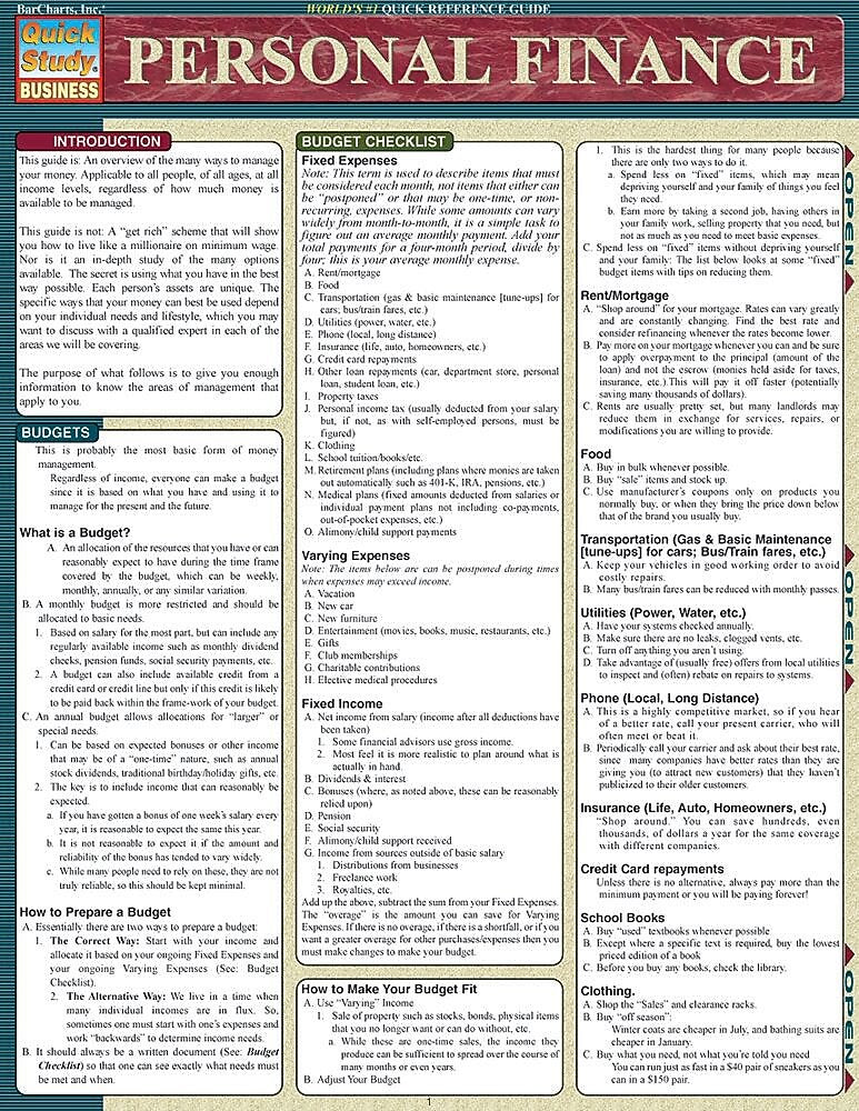 BarCharts, Inc. QuickStudy® Personal Finance Reference Set (9781423231424)