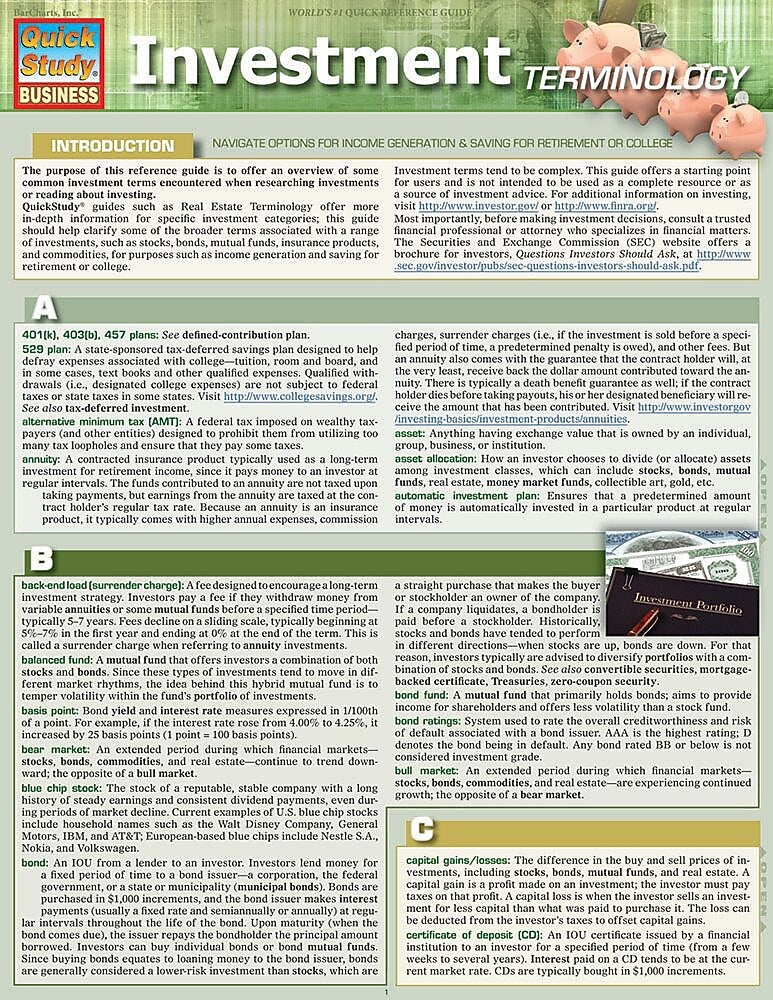 BarCharts, Inc. QuickStudy® Business & Investment Terminology Reference Set (9781423231431)