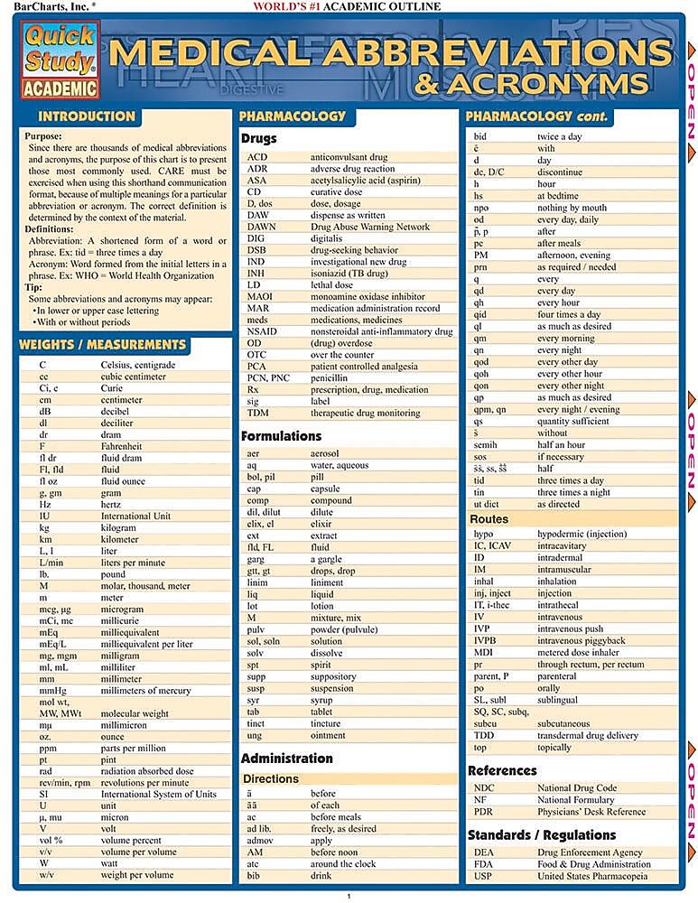 BarCharts, Inc. QuickStudy® Medical Terminology Reference Set (9781423230359)