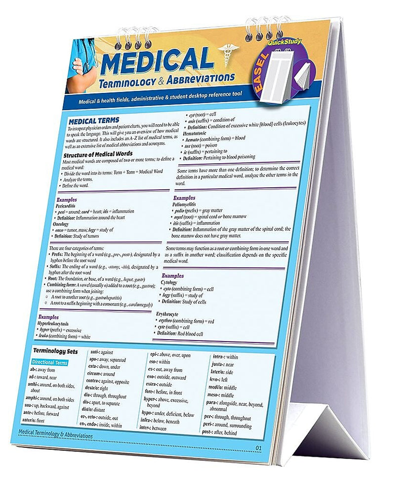 BarCharts, Inc. QuickStudy® Medical Terminology Reference Easel Reference Set (9781423230526)