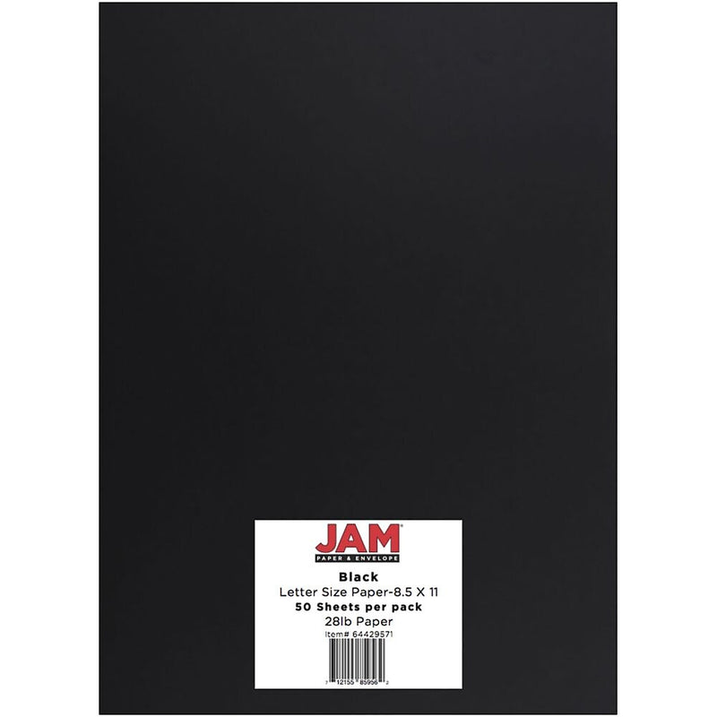 JAM Paper 28 lb. Colored Paper, 8.5" x 11", Black, 50 Sheets/Pack (64429571)
