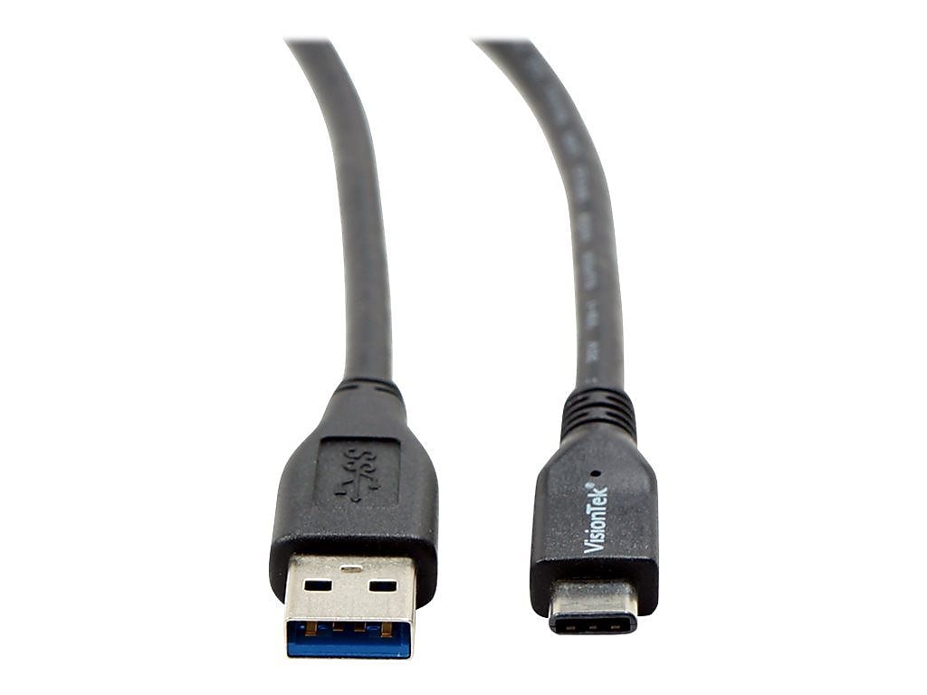VisionTek® 900826 10 Gbps USB-A to USB-C Male to Male Data Transfer Cable, 1 m