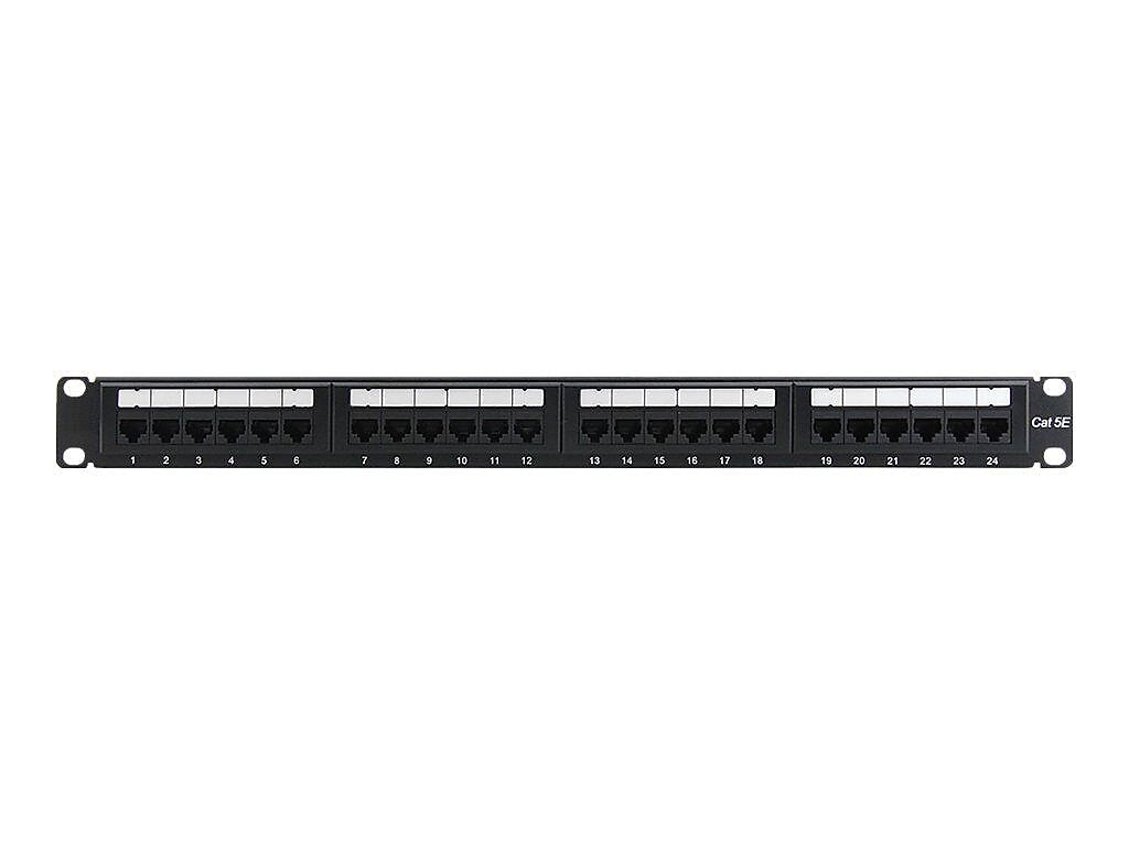 4XEM™ Steel 24 Port CAT5E Rackmount Patch Panel, Black (4XRMC5EPP24)
