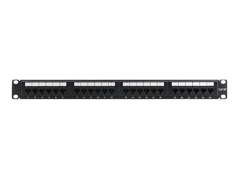 4XEM™ Steel 24 Port CAT5E Rackmount Patch Panel, Black (4XRMC5EPP24)